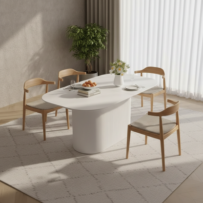 Riviera Fluted Wood Dining Table in White