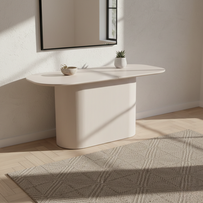 Riviera Fluted Wood Dining Table in White