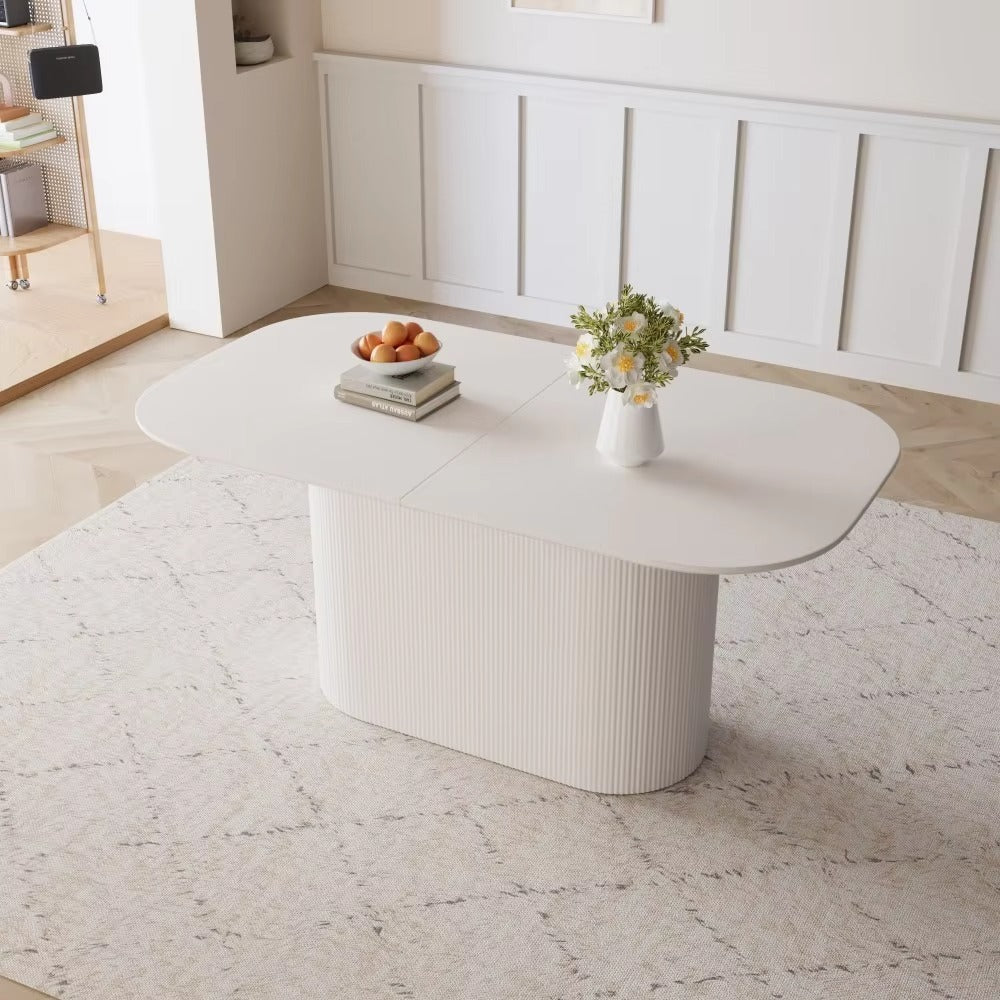 Riviera Fluted Wood Dining Table in White