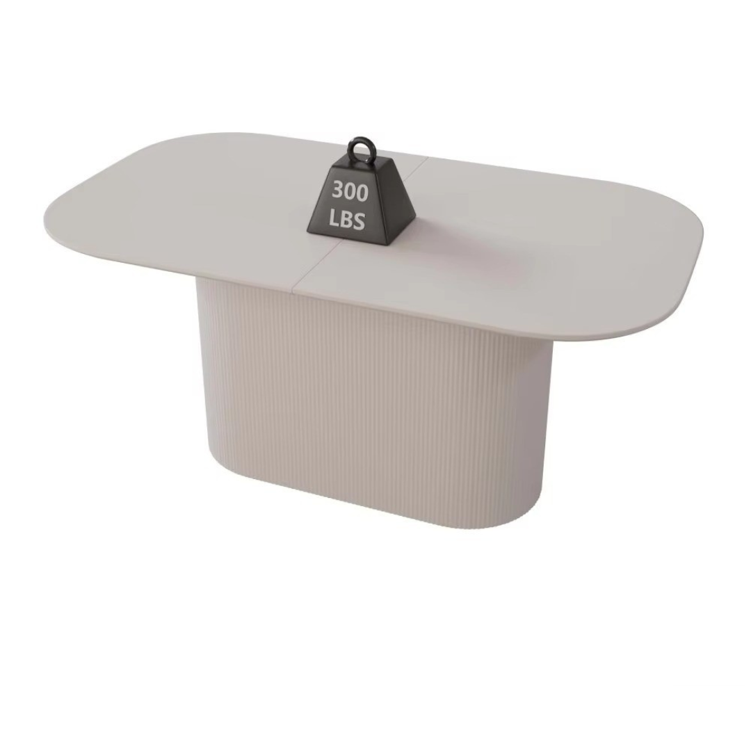 Riviera Fluted Wood Dining Table in White