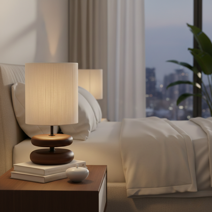 Handmade Rope Shade Wooden Table Lamp