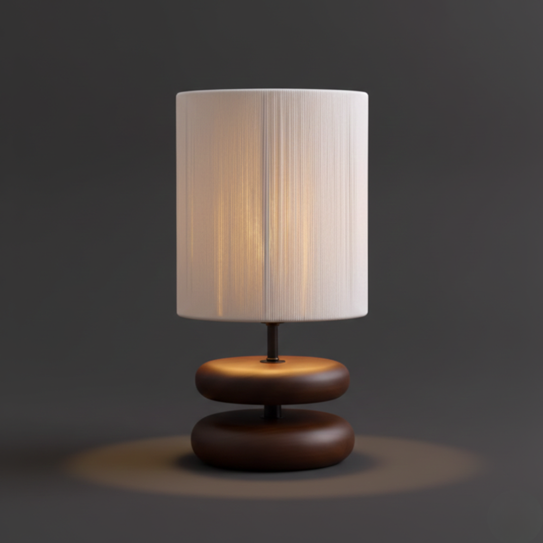 Handmade Rope Shade Wooden Table Lamp