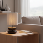 Handmade Rope Shade Wooden Table Lamp