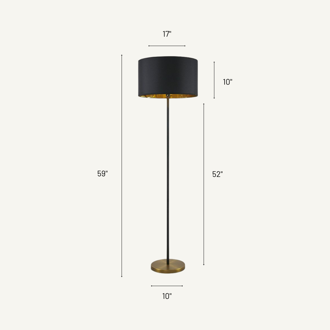 Harlem Black and Gold Drum Floor Lamp