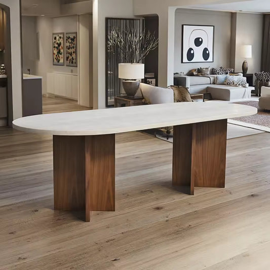 Nordic Modern Travertine Dining Table 78.74"