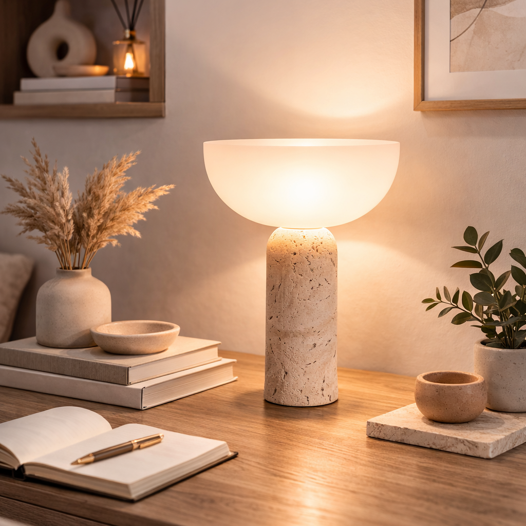 Hokkaido Wabi-Sabi Cave Stone Lamp in Golden Cream