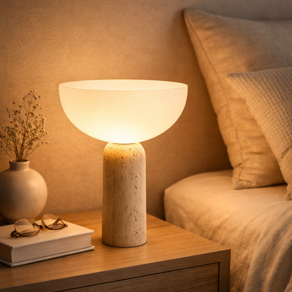 Hokkaido Wabi-Sabi Cave Stone Lamp in Golden Cream