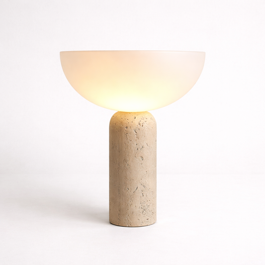 Hokkaido Wabi-Sabi Cave Stone Lamp in Golden Cream