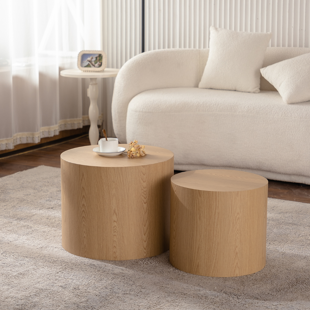 Kyoto Organic Wood Grain Nesting Coffee Table Set