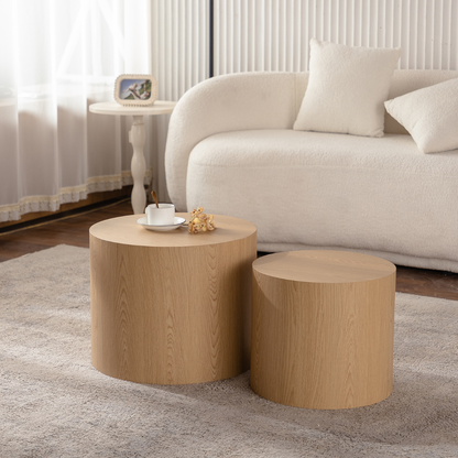 Kyoto Organic Wood Grain Nesting Coffee Table Set