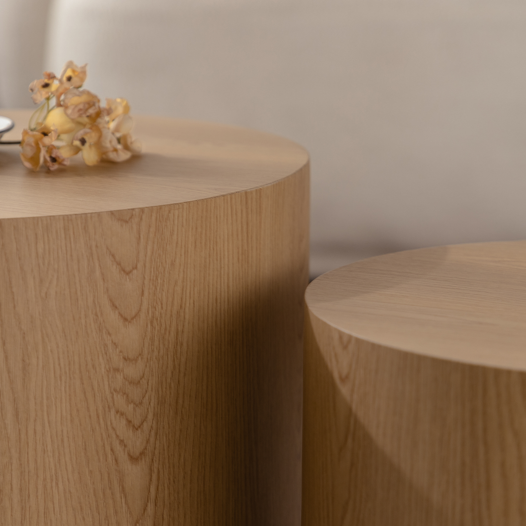 Kyoto Organic Wood Grain Nesting Coffee Table Set