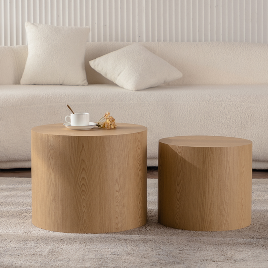 Kyoto Organic Wood Grain Nesting Coffee Table Set