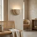 Luna Travertine Half-Moon Wall Sconce