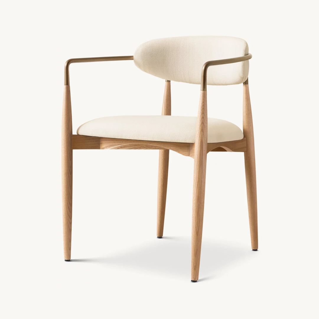 Lund Scandinavian Solid Wood Dining Chair with Armrest