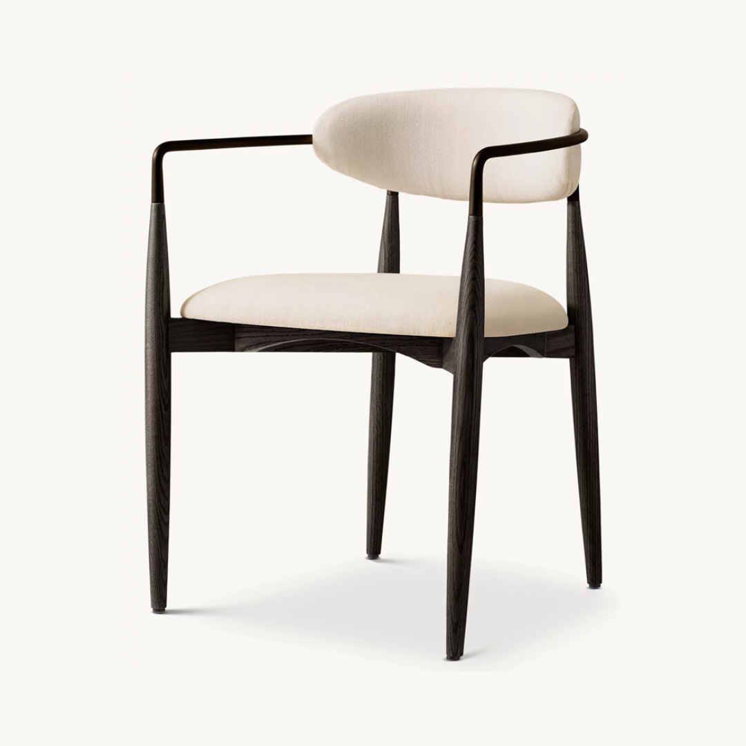 Lund Scandinavian Solid Wood Dining Chair with Armrest