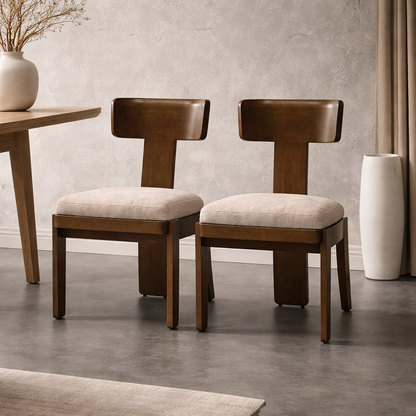 Lyon Beige Upholstered Dining Chair Set of 2