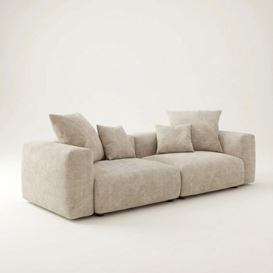 Lyon Corduroy Velvet Three-Seater Sofa