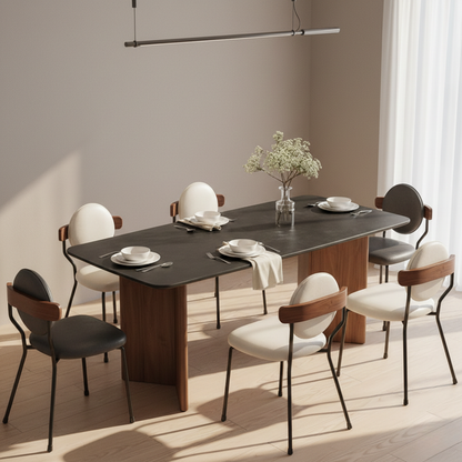 Lyon Light Luxury Solid Wood Rock Board Dining Table