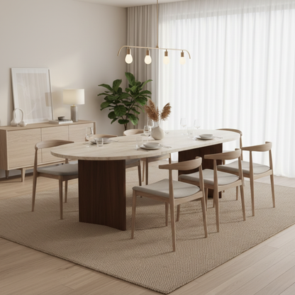 Nordic Modern Travertine Dining Table 78.74"