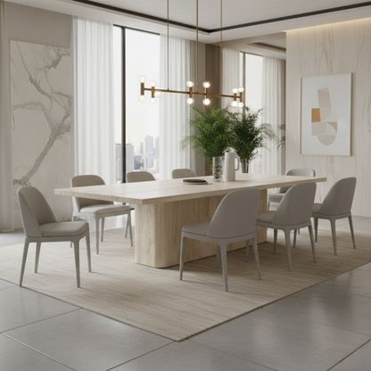 Portofino Modern Luxury Travertine Dining Table 72"