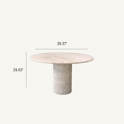Stockholm Minimalist Travertine Round Dining Table 39.37"