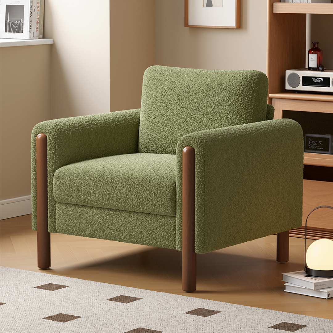 Nara Modern Single Seat Lounge Chair with Solid Wood Frame