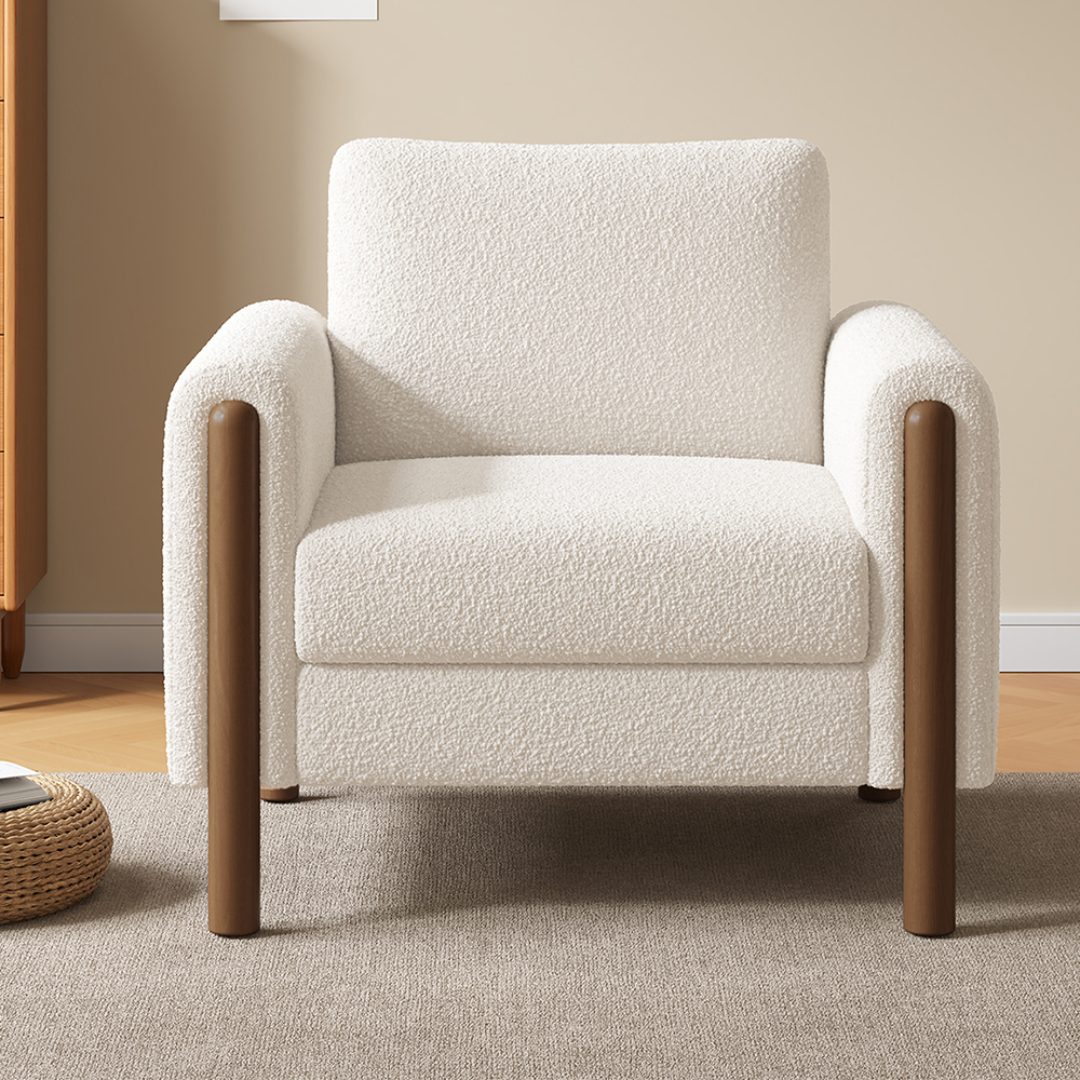 Nara Modern Single Seat Lounge Chair with Solid Wood Frame