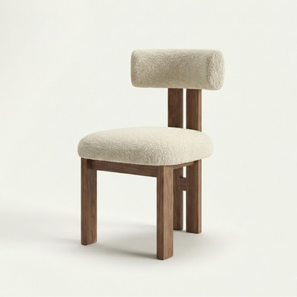 Nara Wabi-Sabi Walnut and Bouclé Dining Chair