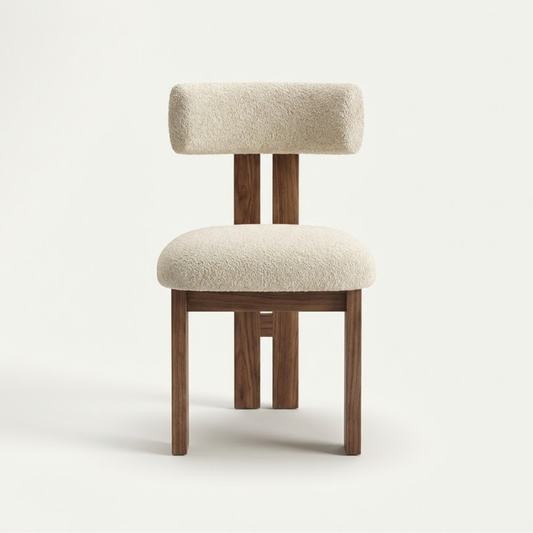 Nara Wabi-Sabi Walnut and Bouclé Dining Chair