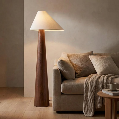 Nara Wabi-Sabi Wood and Linen Floor Lamp
