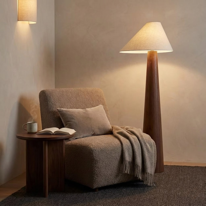 Nara Wabi-Sabi Wood and Linen Floor Lamp