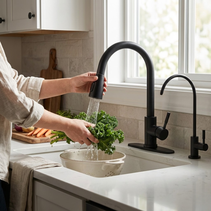 Nero Dual Kitchen Faucet and Water Filter Combo in Matte Black