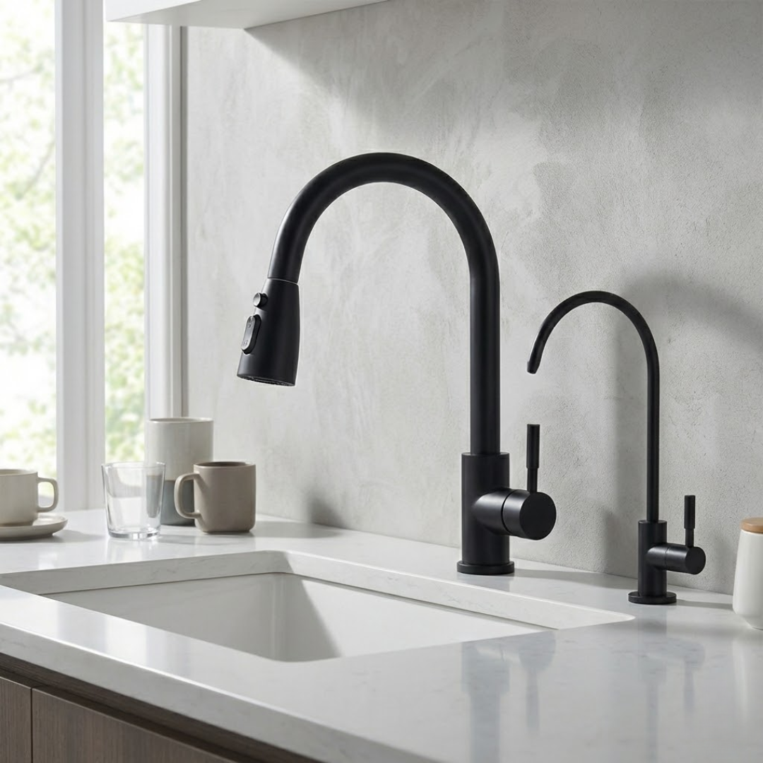 Nero Dual Kitchen Faucet and Water Filter Combo in Matte Black