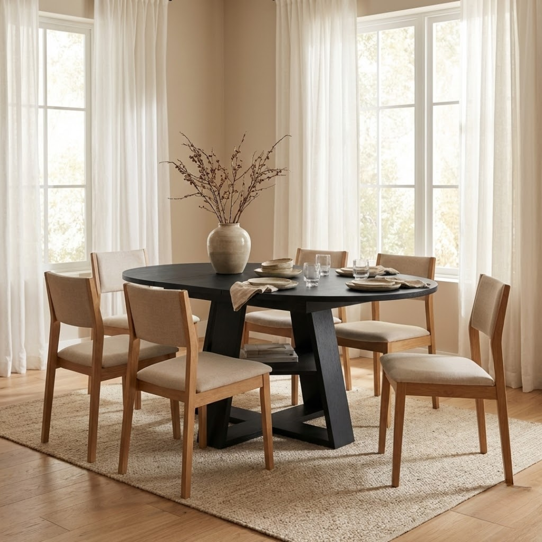 Noir Extendable Round-to-Oval Dining Table