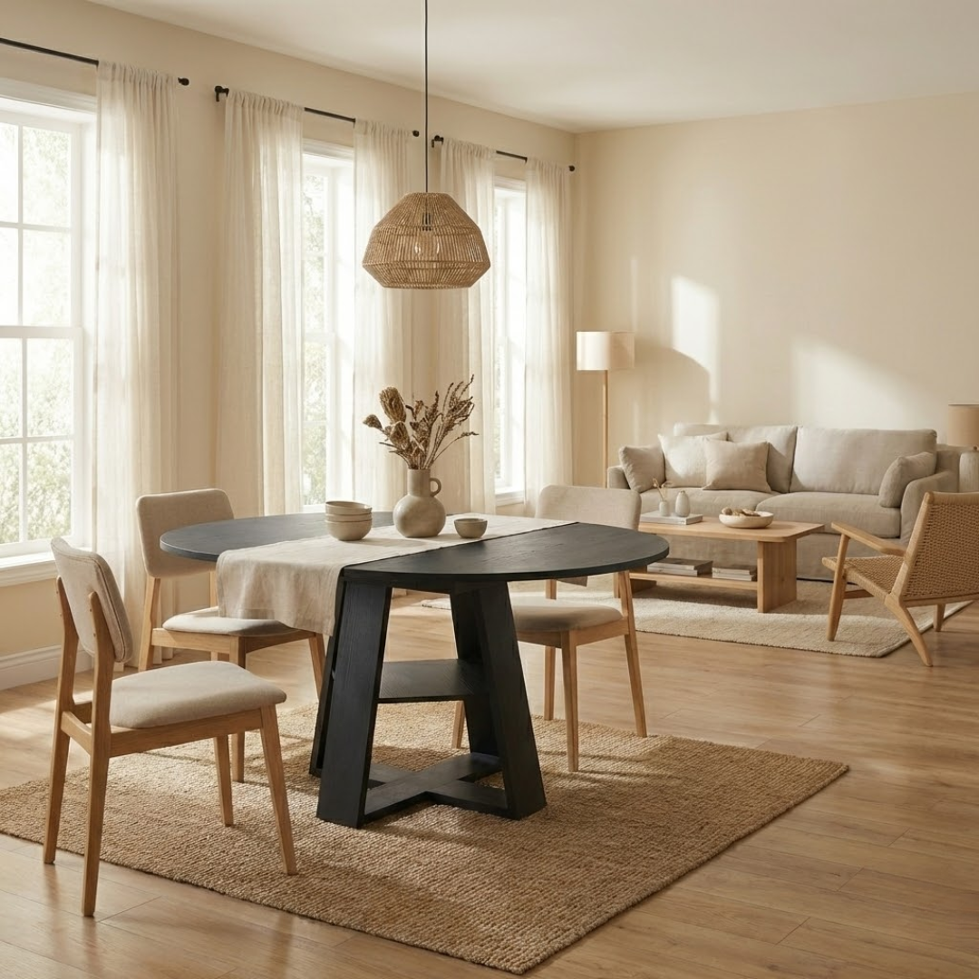 Noir Extendable Round-to-Oval Dining Table