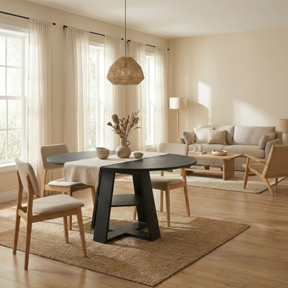 Noir Extendable Round-to-Oval Dining Table