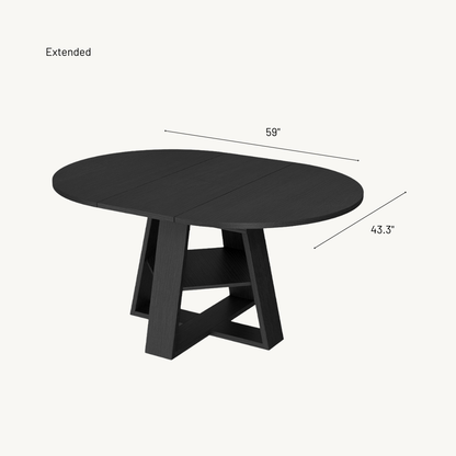 Noir Extendable Round-to-Oval Dining Table