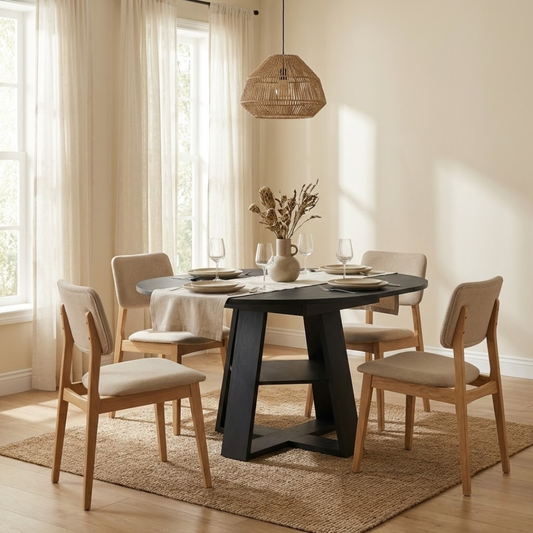 Noir Extendable Round-to-Oval Dining Table