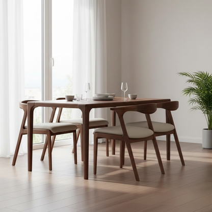 Nordic Walnut Solid Wood Dining Chair with Leather Cushion
