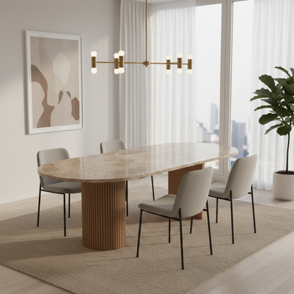 Malmo Solid Wood Dining Table with Marble Top 107"