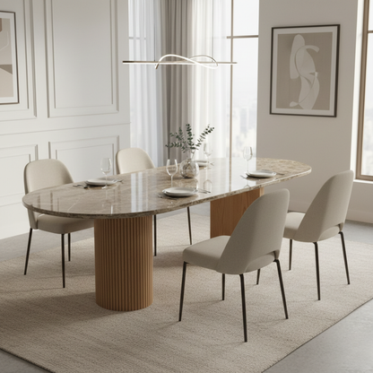 Malmo Solid Wood Dining Table with Marble Top 107"
