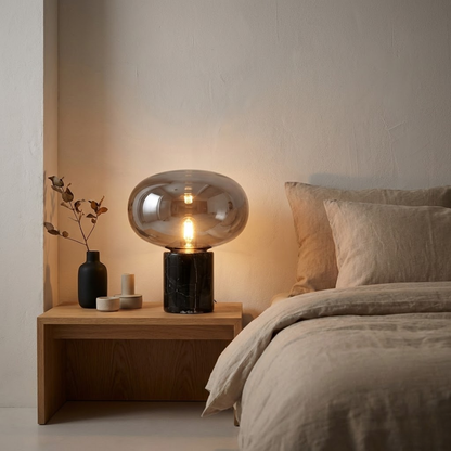 Onyx Black Marble and Glass Globe Table Lamp