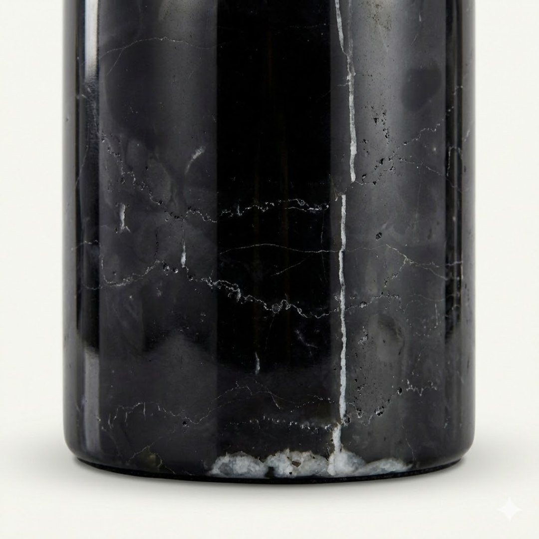 Onyx Black Marble and Glass Globe Table Lamp