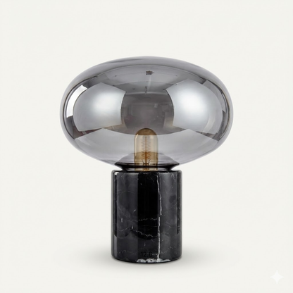 Onyx Black Marble and Glass Globe Table Lamp