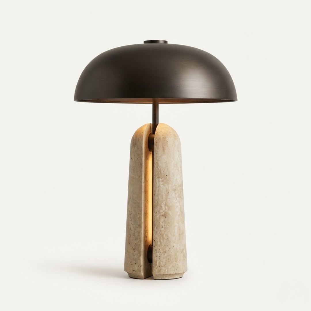 Orvieto Travertine Mushroom Table Lamp
