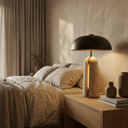 Orvieto Travertine Mushroom Table Lamp