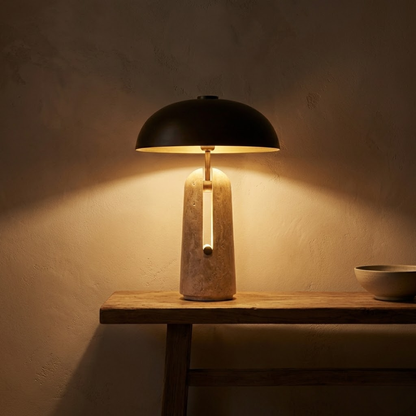 Orvieto Travertine Mushroom Table Lamp