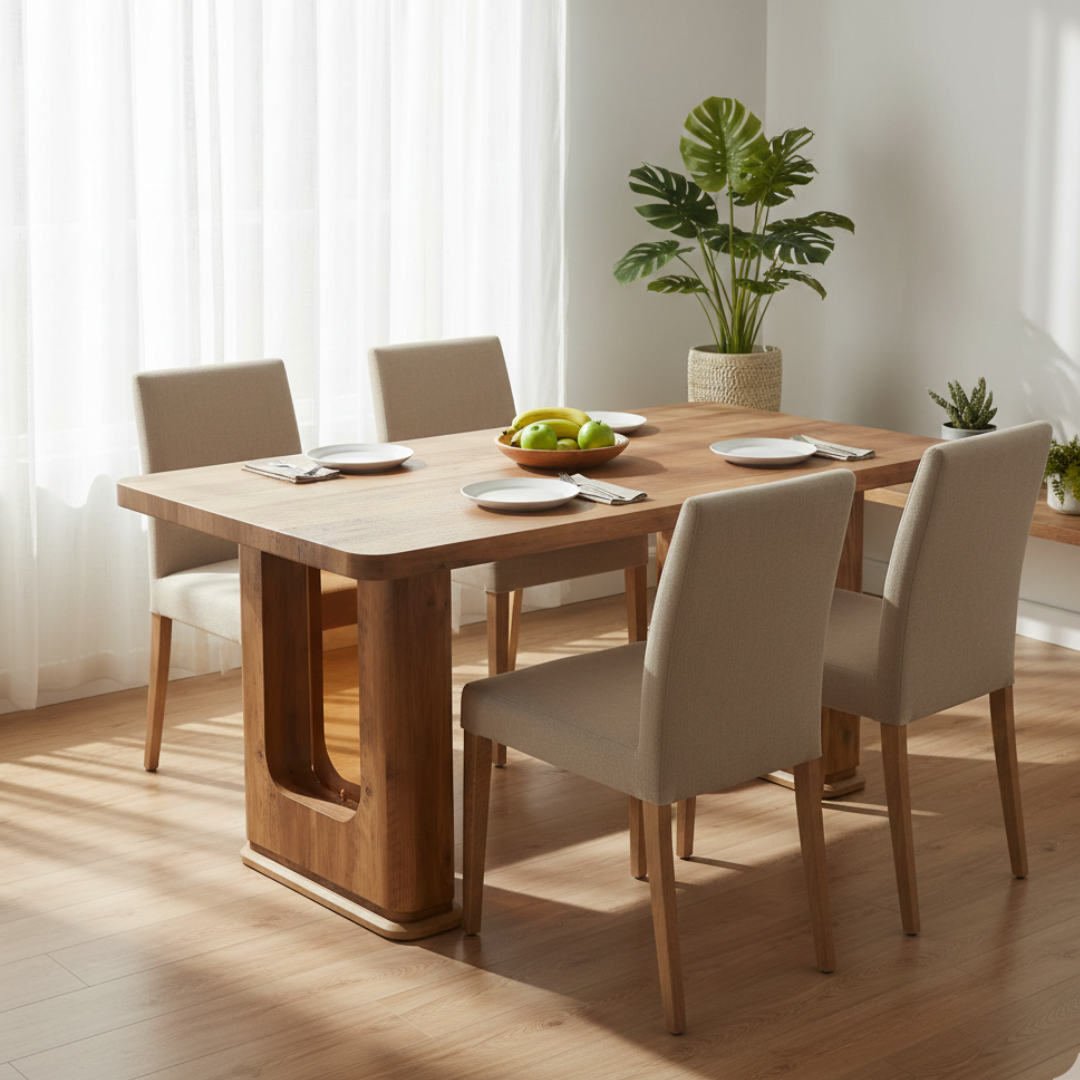 Osaka Modern Square Natural Oak Dining Table for 4