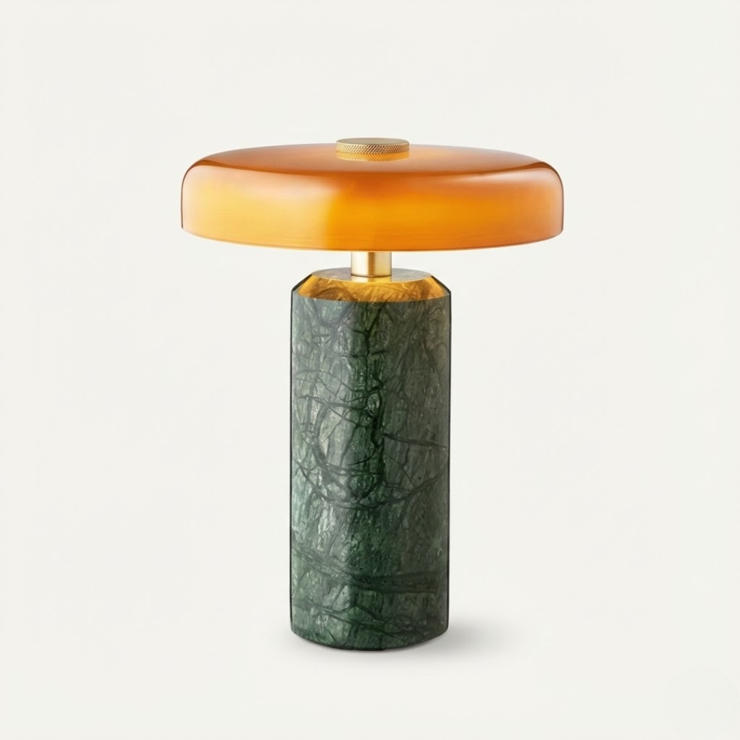 Oslo Modern Mushroom Lamp in Marble and Glass