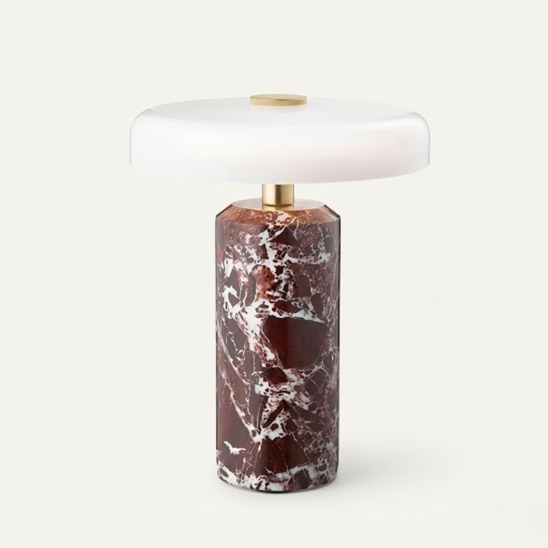 Oslo Modern Mushroom Lamp in Marble and Glass